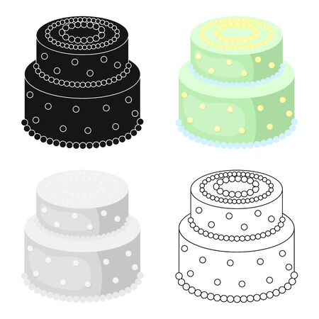 Green cake with yellow dots icon in cartoon design isolated on white background. Cakes symbol stock vector illustration.のイラスト素材