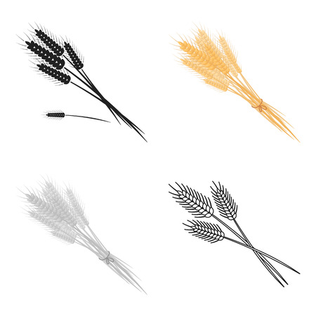 Bundle of wheat icon in cartoon style isolated on white background. Canadian Thanksgiving Day symbol vector illustration.のイラスト素材