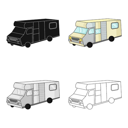 Campervan icon in cartoon design isolated on white background. Family holiday symbol stock vector illustration.のイラスト素材