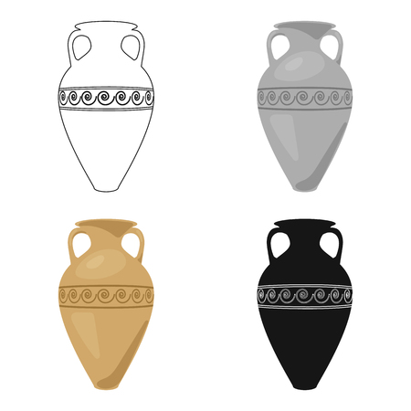 Greece amphora icon in cartoon style isolated on white background. Greece symbol stock vector illustration.のイラスト素材