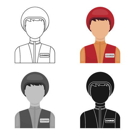 Courier icon in cartoon style isolated on white background. Pizza and pizzeria symbol stock vector illustration.のイラスト素材