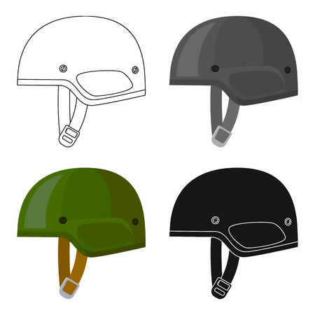 Army helmet icon in cartoon style isolated on white background. Military and army symbol stock vector illustrationのイラスト素材