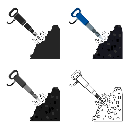 Jackhammer icon in cartoon style isolated on white background. Mine symbol stock vector illustration.のイラスト素材