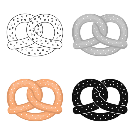 Pretzel icon in cartoon style isolated on white background. Oktoberfest symbol stock vector illustration.のイラスト素材
