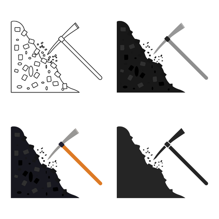 Pickaxe icon in cartoon style isolated on white background. Mine symbol stock vector illustration.のイラスト素材