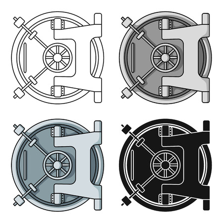 Bank vault icon in cartoon style isolated on white background. Money and finance symbol stock vector illustration.のイラスト素材