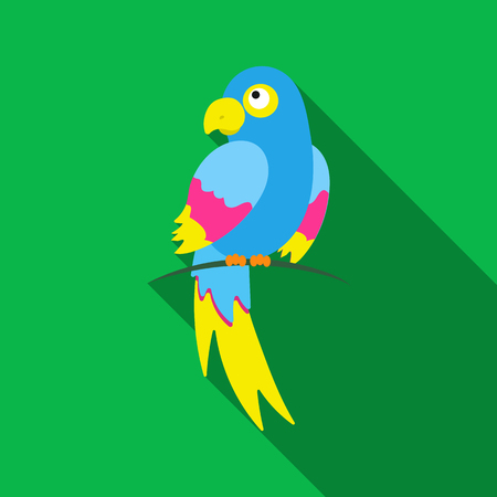Parrot icon flat. Singe animal icon from the big animals flat.のイラスト素材
