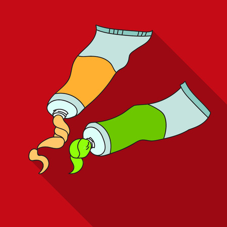 Tubes of paint icon in flat style isolated on white background. Artist and drawing symbol stock vector illustration.のイラスト素材