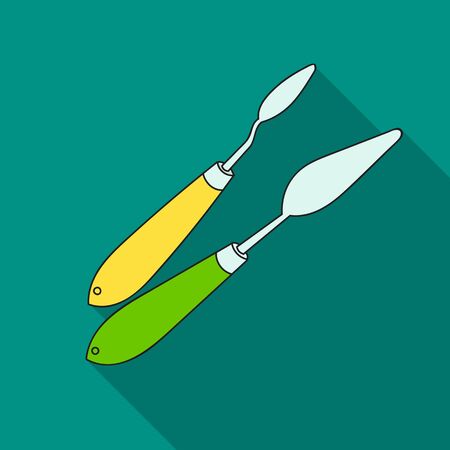 Painting knives icon in flat style isolated on white background. Artist and drawing symbol stock vector illustration.のイラスト素材