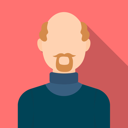 Bald man icon flat. Single avatar icon.のイラスト素材