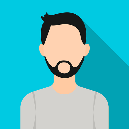 Man with beard icon flat. Single avatar icon.のイラスト素材