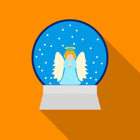 Christmas snow globe with an angel icon in flat style.のイラスト素材