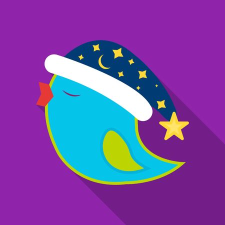 Bird in Christmas cap icon in flat style isolated on white background. Christmas Day symbol stock vector illustration.のイラスト素材