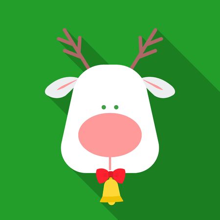 Christmas reindeer with red nose icon in flat style isolated on white background. Christmas Day symbol stock vector illustration.のイラスト素材