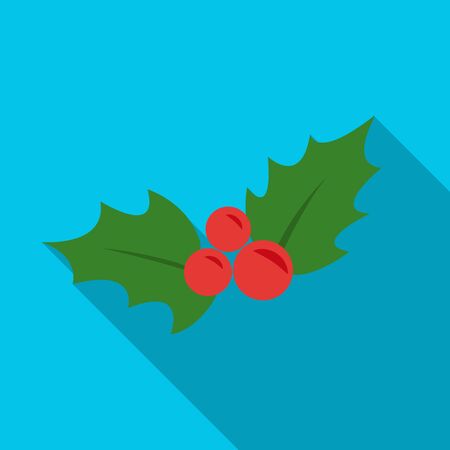 Christmas holly berries icon in flat style isolated on white background. Christmas Day symbol stock vector illustration.のイラスト素材