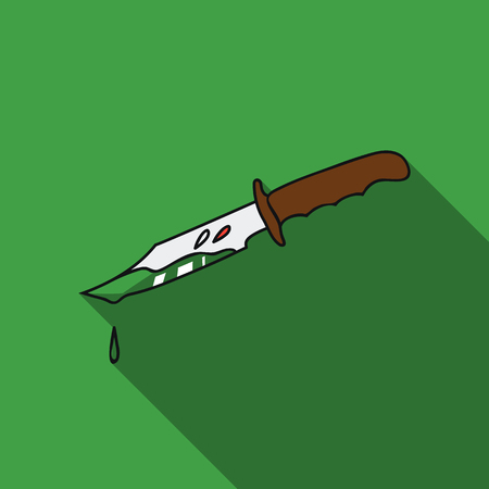 Bloody knife icon in flat style isolated on white background. Crime symbol stock vector illustration.のイラスト素材