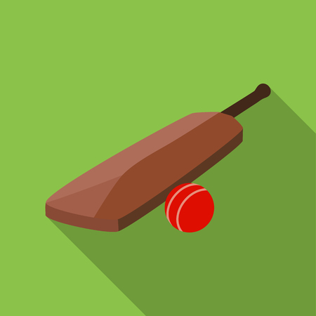 Cricket bat and ball icon in flat style isolated on white background. England country symbol stock vector illustration.のイラスト素材
