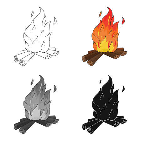 Campfire of stone age icon in cartoon style isolated on white background. Stone age symbol vector illustration.のイラスト素材