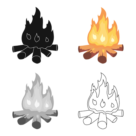 Campfire of stone age icon in cartoon style isolated on white background. Stone age symbol vector illustration.のイラスト素材