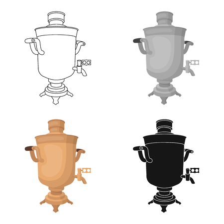 Samovar icon in cartoon style isolated on white background. Russian country symbol stock vector illustration.のイラスト素材
