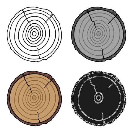 Cross section icon in cartoon style isolated on white background. Sawmill and timber symbol stock vector illustration.のイラスト素材