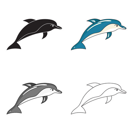 Dolphin icon in cartoon style isolated on white background. Sea animals symbol stock vector illustration.のイラスト素材