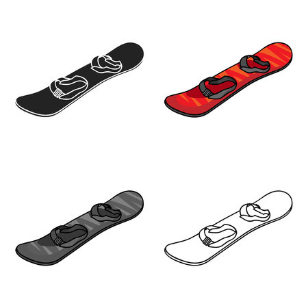 Snowboarding icon in cartoon style isolated on white background. Ski resort symbol stock vector illustration.のイラスト素材