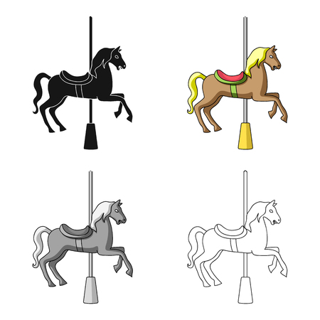 Carousel for children. Horse on the pole for riding.Amusement park single icon in cartoon style vector symbol stock illustration.のイラスト素材