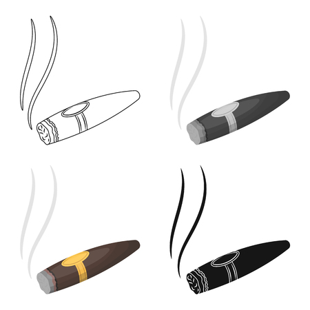 A tattered cigar with smoke. A sign of authority in the casino.Kasino single icon in cartoon style vector symbol stock illustration.のイラスト素材