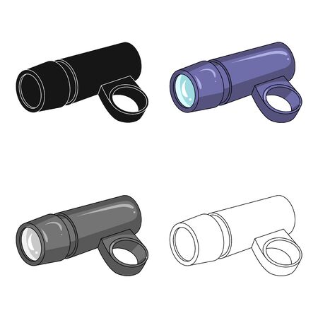 A flashlight that clings to the steering wheel to illuminate the road.Cyclist outfit single icon in cartoon style vector symbol stock illustration.のイラスト素材