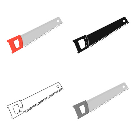 Hand saw icon in cartoon style isolated on white background. Build and repair symbol stock vector illustration.のイラスト素材