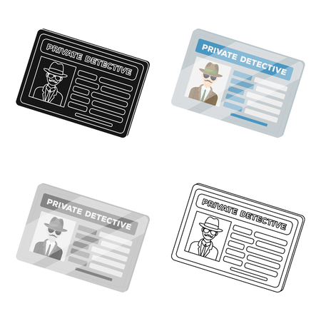Documents of a private detective. Card that shows the personality of the detective.Detective single icon in cartoon style vector symbol stock illustration.のイラスト素材