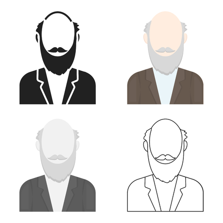 Gray beard icon cartoon. Single avatar,peaople icon from the big avatar cartoon.のイラスト素材