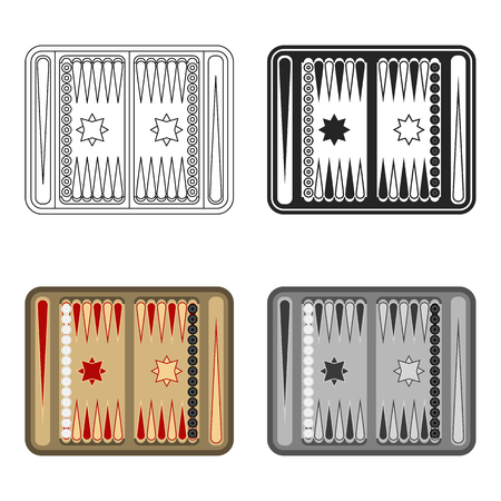 Backgammon icon in cartoon style isolated on white background. Board games symbol stock vector illustration.のイラスト素材