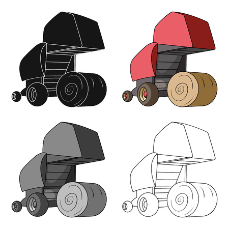 Round hay bales. Modern agricultural machinery for  of hay and rolling circles.Agricultural Machinery single icon in cartoon style vector symbol stock illustration.のイラスト素材