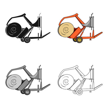 Modern agricultural machinery for  of hay and rolling circles.Agricultural Machinery single icon in cartoon style vector symbol stock illustration.のイラスト素材