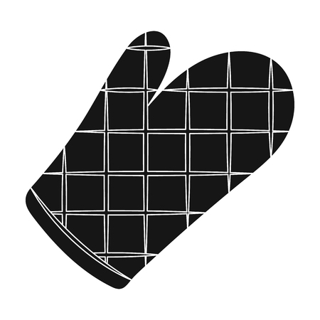 Kitchen glove.BBQ single icon in black style vector symbol stock illustration web.のイラスト素材