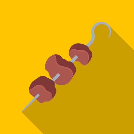 Meat on the skewer. BBQ single icon in flat style vector symbol stock illustration web.のイラスト素材
