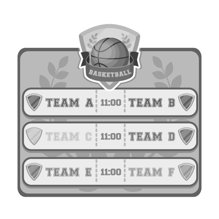 Placard on the basketball court.Basketball single icon in monochrome style vector symbol stock illustration web.のイラスト素材