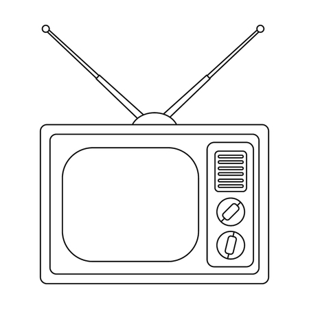 Old TV.Old age single icon in outline style vector symbol stock illustration web.のイラスト素材