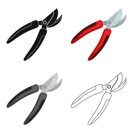 Garden shears for hacking shrubs. Scissors for branches and sticks.Farm and gardening single icon in cartoon style vector symbol stock illustration.のイラスト素材