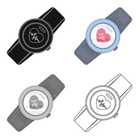 Sports wrist watch with heart rate measurement. Watch for athletes .Gym And Workout single icon in cartoon style vector symbol stock illustration.のイラスト素材