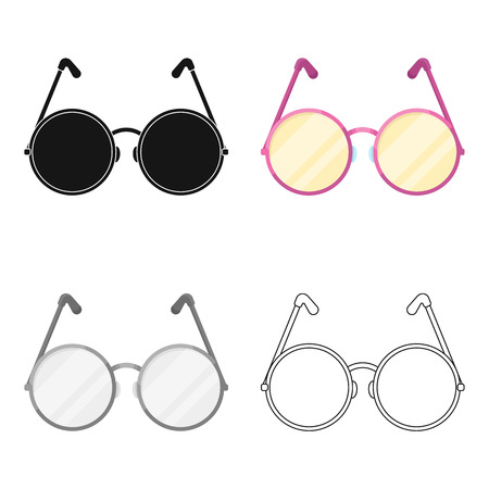 Round glasses in a pink frame.Hippy single icon in cartoon style vector symbol stock illustration .のイラスト素材