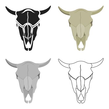 Bull skull icon cartoon. Singe western icon from the wild west cartoon.のイラスト素材