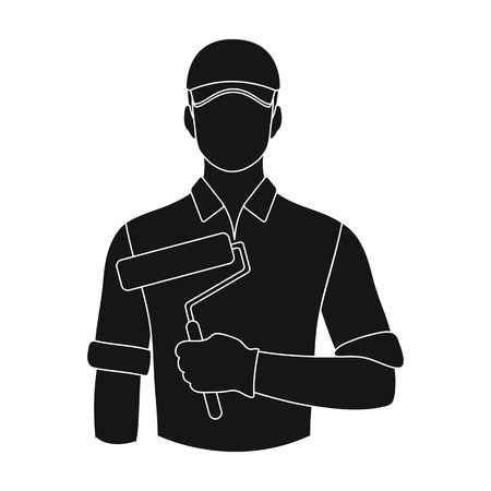 Painter.Professions single icon in black style vector symbol stock illustration .のイラスト素材