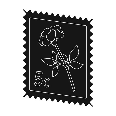 Postage Stamp.Mail and postman single icon in black style vector symbol stock illustration web.のイラスト素材