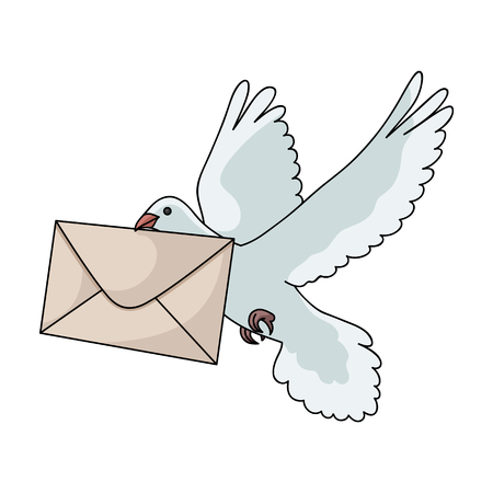Post pigeon.Mail and postman single icon in cartoon style vector symbol stock illustration web.のイラスト素材