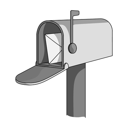Correspondence box.Mail and postman single icon in monochrome style vector symbol stock illustration .のイラスト素材