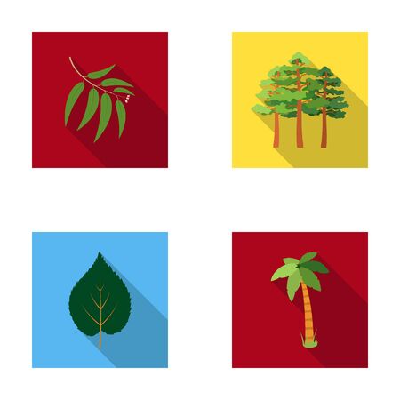Branch zucalyptus, pine, leaf, palm.Forest set collection icons in flat style vector symbol stock illustration .のイラスト素材