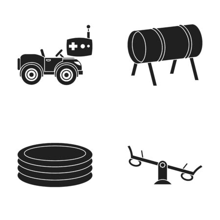 Machine for radio control, tunnel, trampoline, swing. Playground set collection icons in black style vector symbol stock illustration web.のイラスト素材